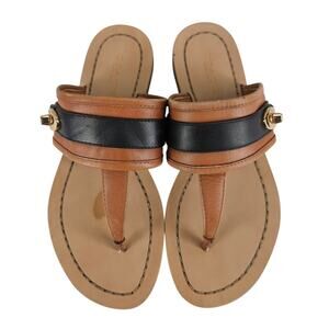 COACH NEW YORK WOMEN'S EILEEN THONG SANDALS BROWN/TAN/BLACK SIZE 5B